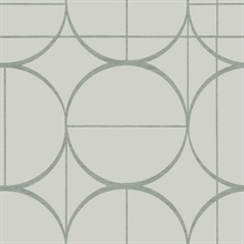 Fog &amp; Silver Sun Art Deco Circles Wallpaper