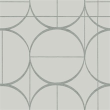 Fog & Silver Sun Art Deco Circles Wallpaper