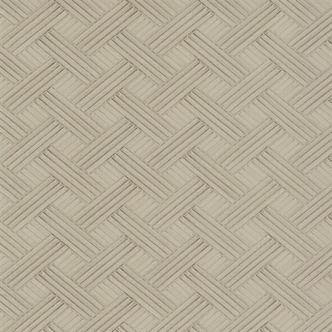 Fog Transit Metallic Wickwork Parquet Lines Wallpaper
