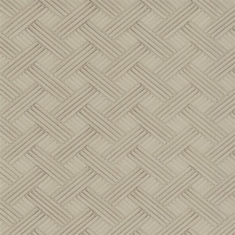 Fog Transit Metallic Wickwork Parquet Lines Wallpaper