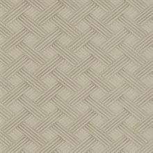 Fog Transit Metallic Wickwork Parquet Lines Wallpaper