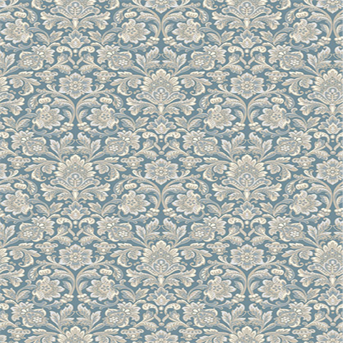 Foglavik Blue Slate Damask Wallpaper