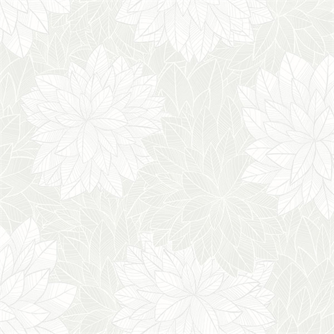 2827-7186 Wallpaper | Foliage Grey & White Floral Wallpaper