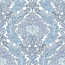 Fontaine Navy Damask Wallpaper