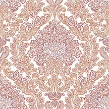 Fontaine Orange Damask Wallpaper