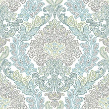 Fontaine Teal Damask Wallpaper