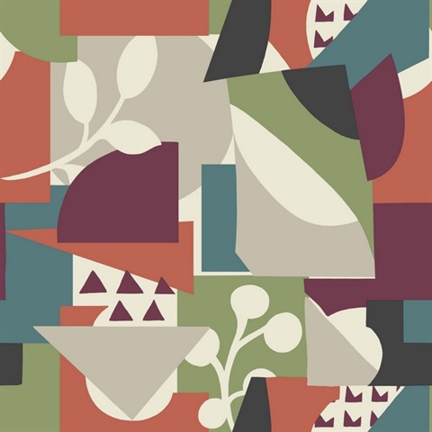 Forest Cut Outs Absract Floral Geometric Wallpaper