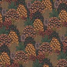 Forest Sunset Bloom Motif Floral & Leaf Textured Linen Wallpaper