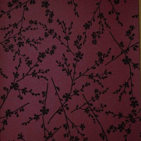 Forsythia Burgundy Twiggy Wallpaper