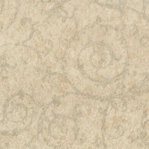Fortunato Sage Scroll Texture Wallpaper