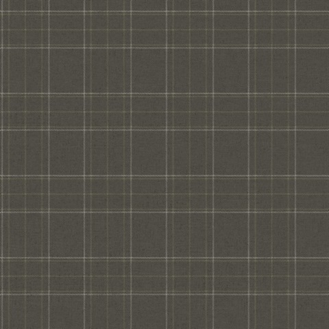 Fox Hollow Dark Brown Dashed Plaid Wallpaper