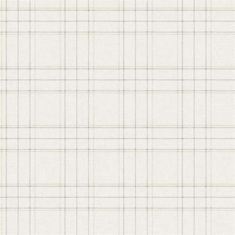 Fox Hollow Ivory Dashed Plaid Wallpaper
