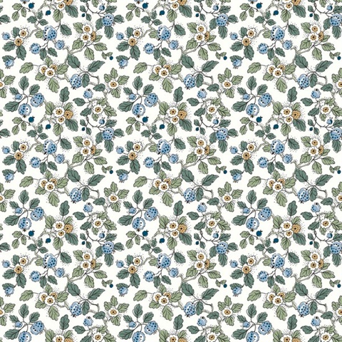 Framboise Blue Berry Vines Wallpaper