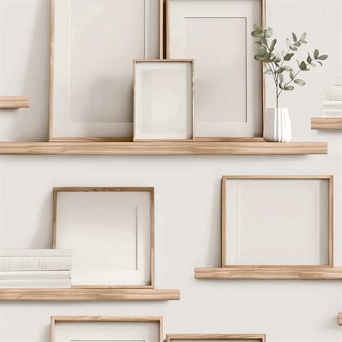 Frame Shelves Beige Wallpaper