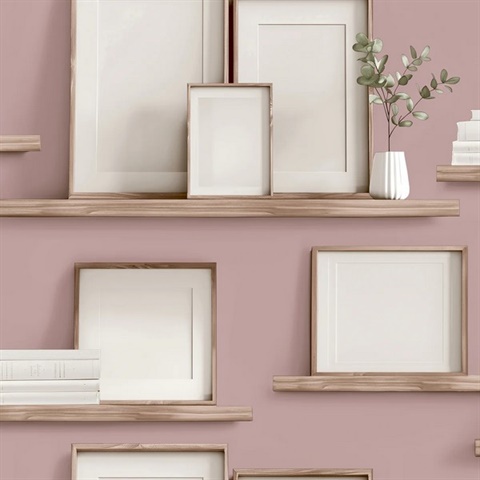 Frame Shelves Pink Wallpaper