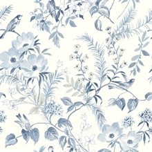 Frederique Blue Floral Wallpaper