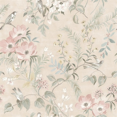 Frederique Blush Bloom Wallpaper