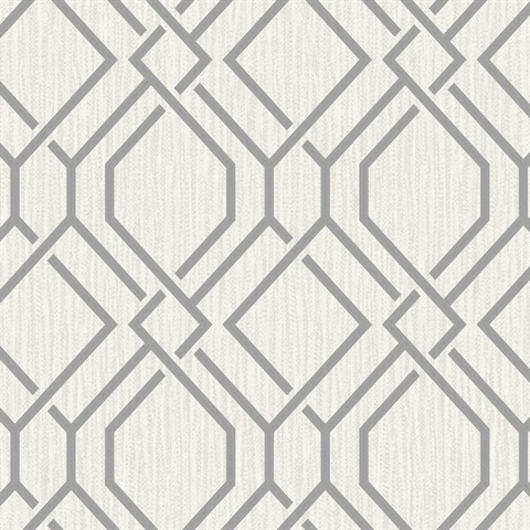 Frege Grey Textured Trellis Wallpaper