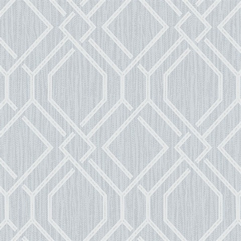 Frege Light Blue Textured Trellis Wallpaper