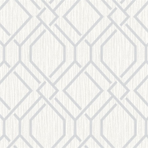 Frege Silver Textured Trellis Wallpaper