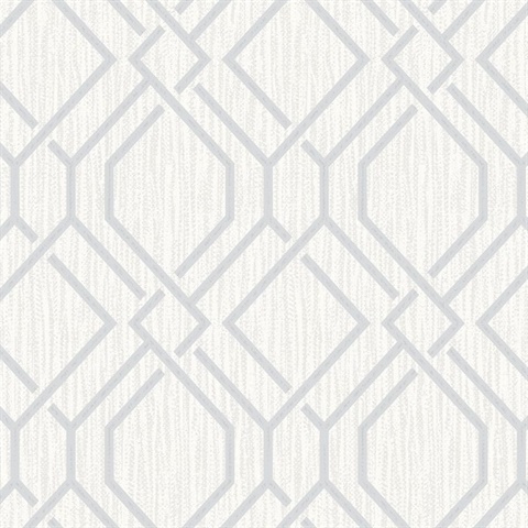 Frege Silver Textured Trellis Wallpaper