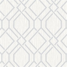 Frege Silver Textured Trellis Wallpaper