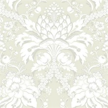 French Artichoke Beige on Gold Damask Wallpaper