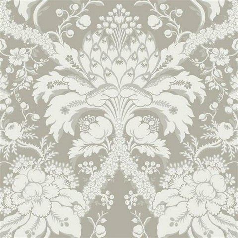 French Artichoke Mink Damask Wallpaper