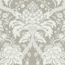 French Artichoke Mink Damask Wallpaper