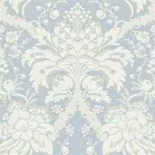 French Artichoke Periwinkle Damask Wallpaper
