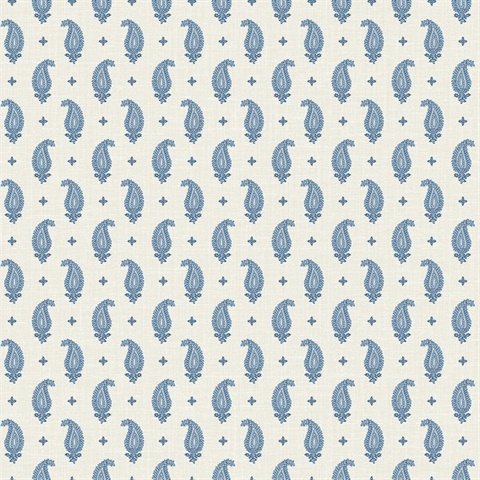 French Blue Maia Paisley Wallpaper