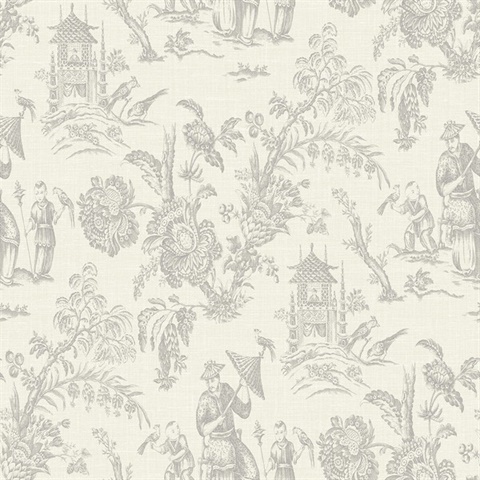 French Grey Colette Chinoiserie Wallpaper