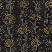French Marigold Black & Gold Shimmering Floral Wallpaper