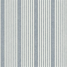 French Navy Blue Linen Stripe Wallpaper