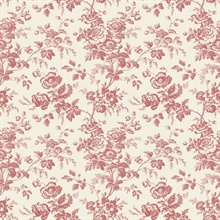 French Red Anemone French Vine Toile Wallpaper