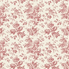 French Red Anemone French Vine Toile Wallpaper