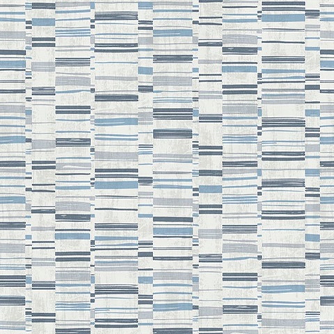 Fresnaye Blue Linen Horizontal Stripe Wallpaper