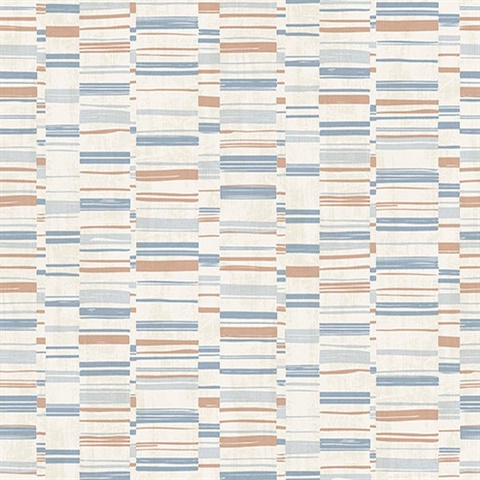 Fresnaye Light Blue Linen Horizontal Stripe Wallpaper