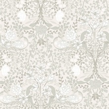 Froso Light Grey Garden Damask Floral Wallpaper