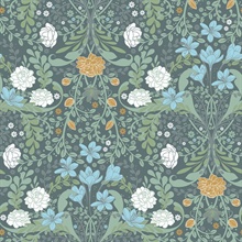 Froso Turquoise Garden Damask Floral Wallpaper
