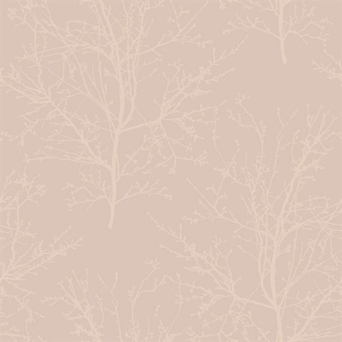 Frost Pink Glass Bead Frozen Branches Wallpaper