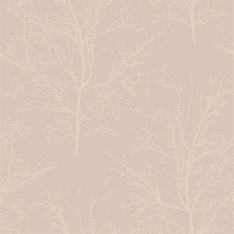 Frost Pink Glass Bead Frozen Branches Wallpaper