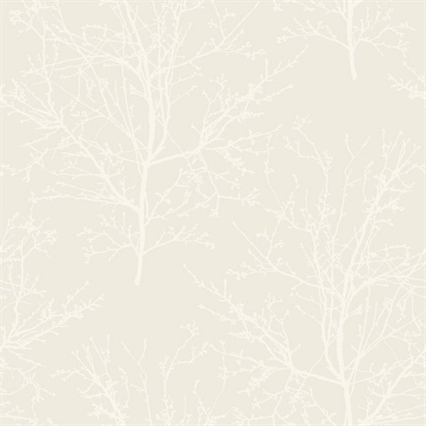Frost White Glass Bead Frozen Branches Wallpaper