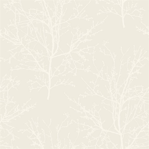Frost White Glass Bead Frozen Branches Wallpaper