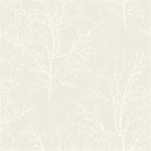 Frost White Glass Bead Frozen Branches Wallpaper