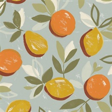 Fruit Toss Botanical Daydream Grey Peel and Stick Wallpaper