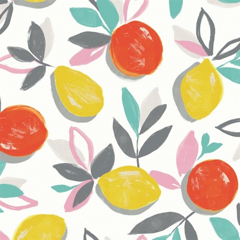 Fruit Toss Botanical Tropic Sunset Peel and Stick Wallpaper