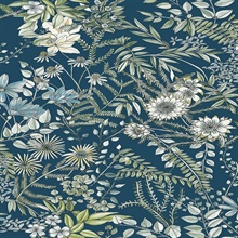 Full Bloom Navy Floral Wallpaper