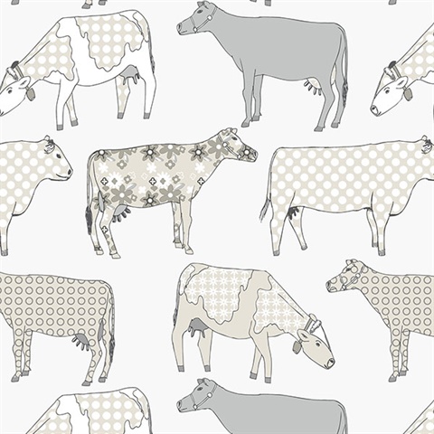 Funky Beige Moo Cows Wallpaper