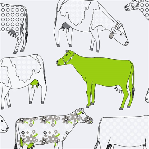 Funky Lime Green Moo Cows Wallpaper